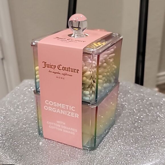 Juicy Couture Iridescent Rainbow Cosmetic Organizer w/Cotton Squares & Swabs - Picture 7 of 10